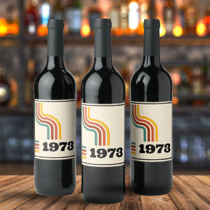 1973 Retro Vintage Poster Geburtstag oder Wiederse Weinetikett
