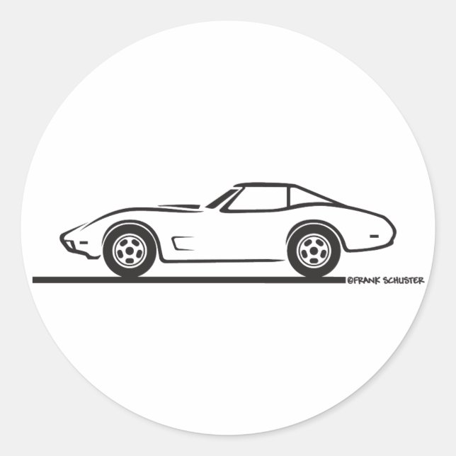 1974 1975 1976 1978 Chevrolet Corvette Hard Top T Runder Aufkleber (Vorderseite)