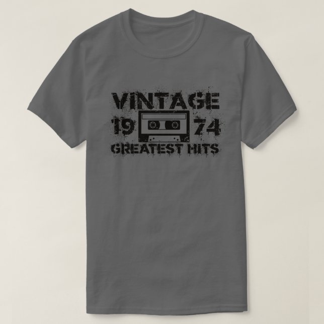 1974 Beste Treffer Vintag Black T-Shirt (Design vorne)