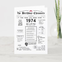 1974 Das Jahr, in dem Sie zur Geburtstagskarte Geb
