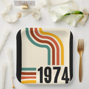 1974 Retro-Vintage-Poster 50. Geburtstag Pappteller