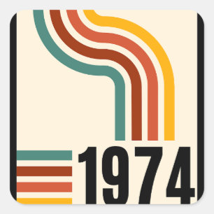 1974 Retro Vintage Poster 50. Geburtstag Quadratischer Aufkleber