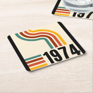 1974 Retro Vintage Poster 50. Geburtstag Rechteckiger Pappuntersetzer