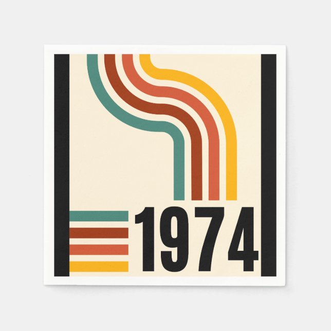 1974 Retro Vintage Poster 50. Geburtstag Serviette (Vorderseite)