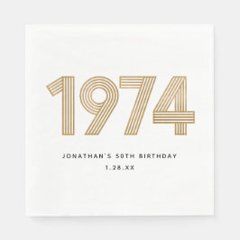 1974 White Black Gold 50. Geburtstag Serviette