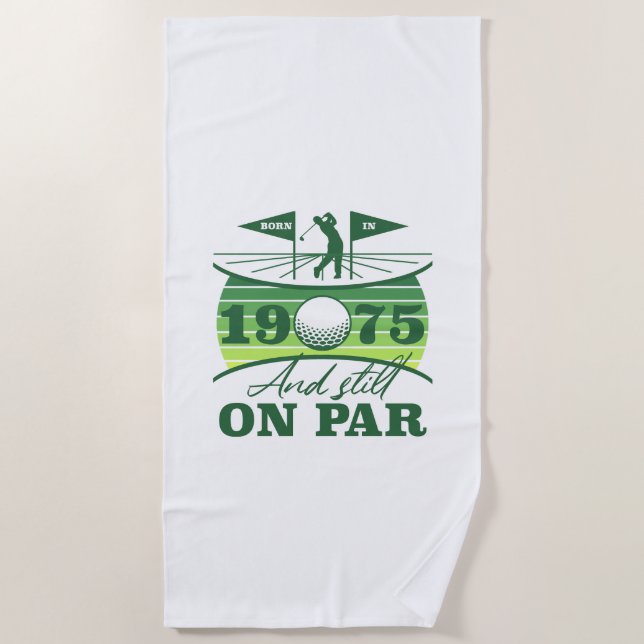 1975 50. Birthday Golf Spaß Strandtuch (Vorderseite)