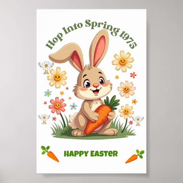 1975 Retro Frühlingshase Poster (Vorne)