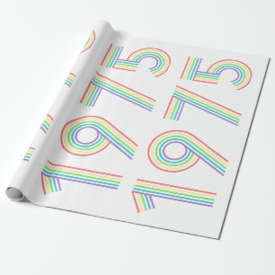 1975 Retro Vintag Rainbow Numeral 50. Geschenkpapier