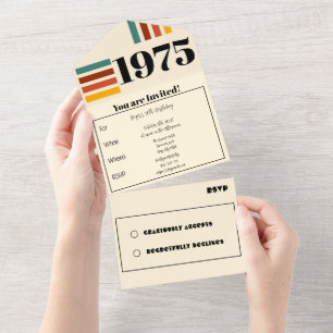 1975 Retro Vintage Poster 50. Geburtstag Schwarz All In One Einladung