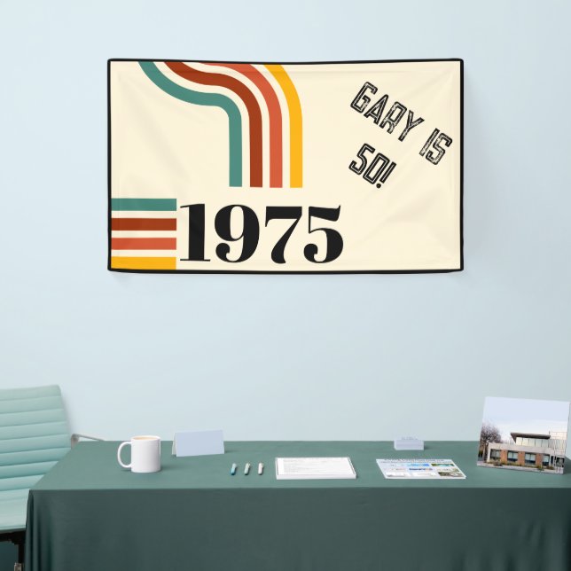 1975 Retro Vintage Poster 50. Geburtstag Schwarz Banner (Messeveranstaltung)