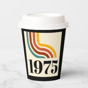 1975 Vintager Retro-Streifen-Regenbogen Pappbecher