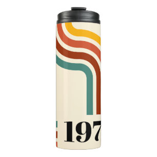 1975 Vintager Retro-Streifen-Regenbogen Thermosbecher