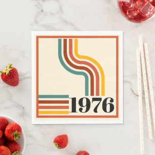 1976 Retro-Streifen Vintage Poster Orange Serviette