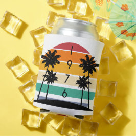 1976 Retro Stripe Sonnenuntergang Vintages Geburts Dosenkühler