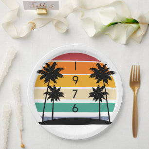 1976 Retro Stripe Sunset Vintag Pappteller
