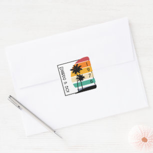 1976 Retro Stripe Sunset Vintag Quadratischer Aufkleber