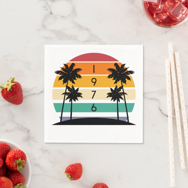 1976 Retro Stripe Sunset Vintag Serviette (Beispiel)
