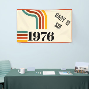 1976 Retro-Vintage-Poster 50. Geburtstag Schwarz Banner