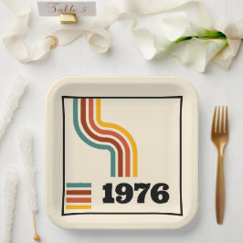 1976 Retro Vintage Poster Geburtstag oder Wiederse Pappteller