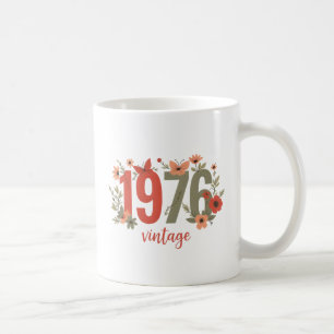 1976 Vintage Retro Florales Schmetterling Geburtst Kaffeetasse