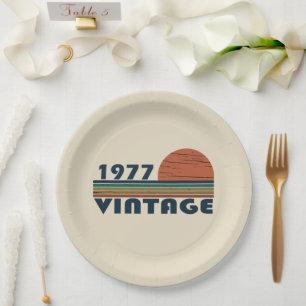 1977 geboren elegante Vintage-Geburtstagsfeier Pappteller