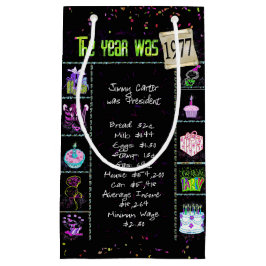 1977 Geburtstag Trivia auf Black Small Geschenktas Kleine Geschenktüte