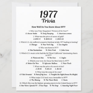 1977 Trivia Spiel 49. Geburtstagsfeier Spiel