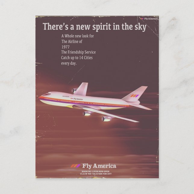 1977 Vintages Airliner-Poster Postkarte (Vorderseite)