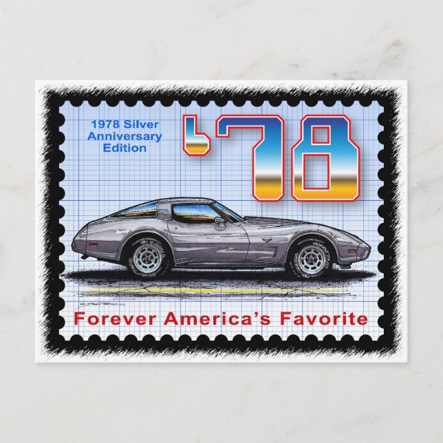 1978 Special Edition Corvette zum Silbernen Jahres Postkarte (Vorderseite)