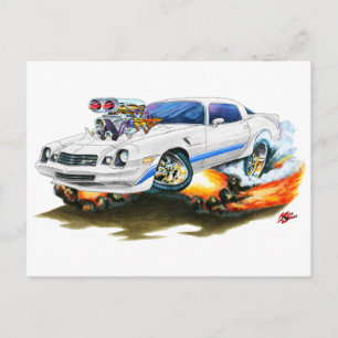 1979-81 Camaro Z28 White-Blue Car Postkarte