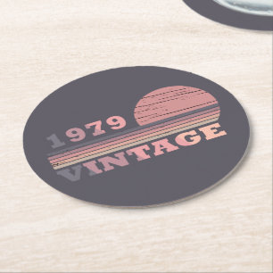 1979 geboren elegante moderne vintage Geburtstagsf Runder Pappuntersetzer