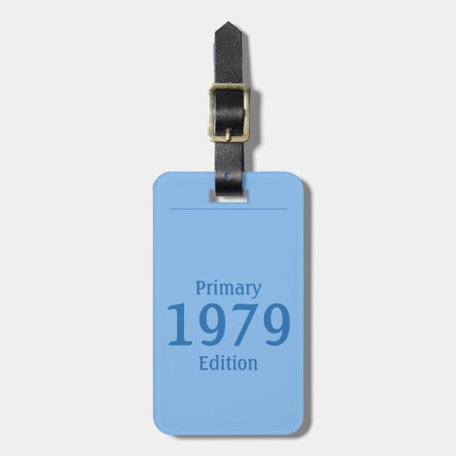 1979 Primär Edition (in ozeanblau) Gepäckanhänger (Vorderseite vertikal)