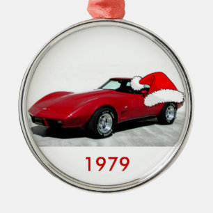 1979 Weihnachts Red Corvette Silbernes Ornament