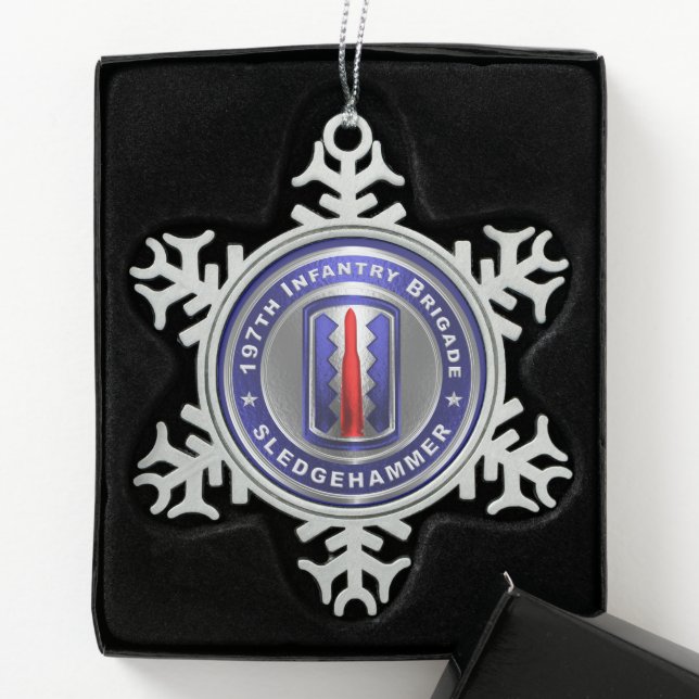 197. Infanteriebrigade Schneeflocken Zinn-Ornament (Box)