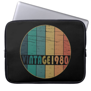 1980 geborenes farbenfrohes Vintage-Geburtstagsges Laptopschutzhülle