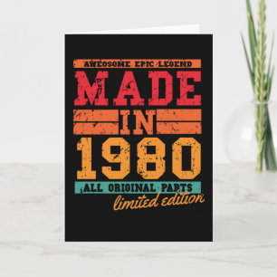 1980 Geburtstag Vintage Sprüche Karte