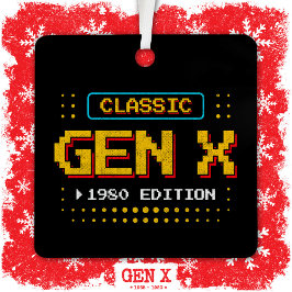 1980 Gen X Classic Retro Gamer Gaming Geburtstag Ornament Aus Metall