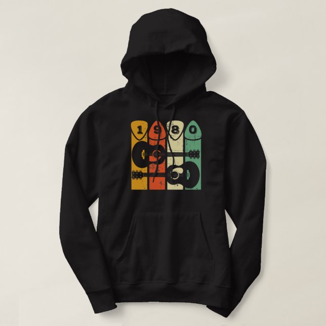 1980 Guitar Pick Retro 1980 Guitar Pick Musician R Hoodie (Design vorne)