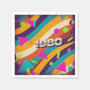 1980 - Retro Vintager 80er Neon Geometric - Serviette