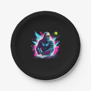1980er Bigfoot Sasquatch Playing Pickleball 2 Pappteller