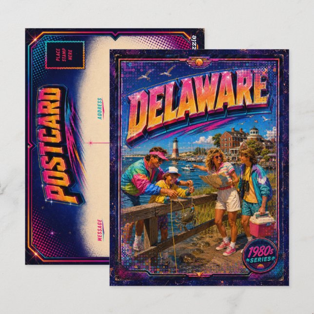 1980er Delaware Postkarte 80er Retro (Vorne/Hinten)