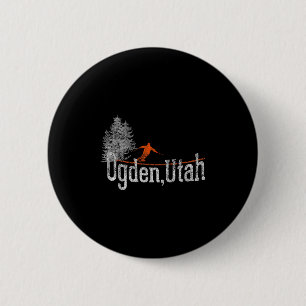 1980er Jahre Stil Ogden Utah Vintag Skifahren Button