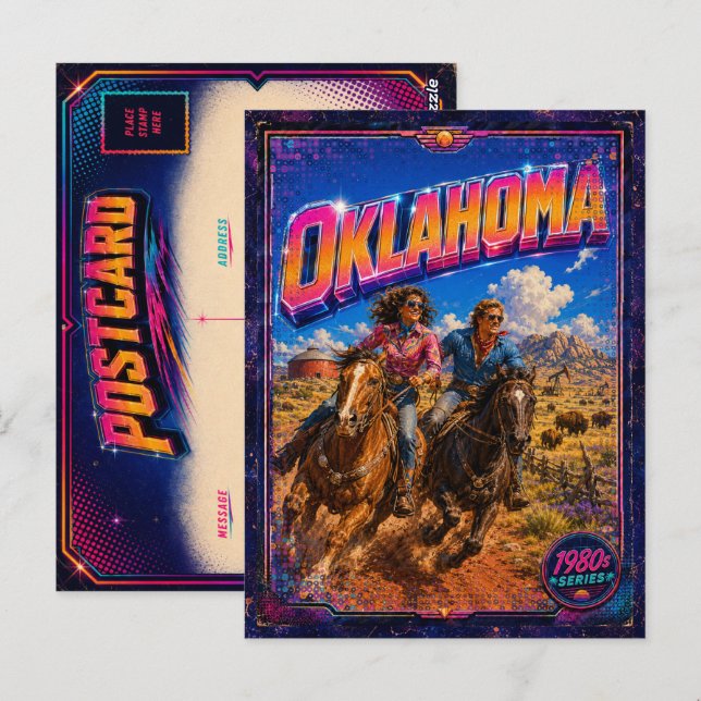 1980er Oklahoma Postkarte 80er Retro (Vorne/Hinten)