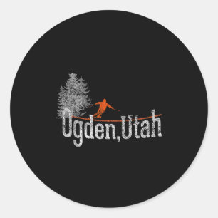 1980er Stil Ogden Utah Vintage Skifahren Runder Aufkleber