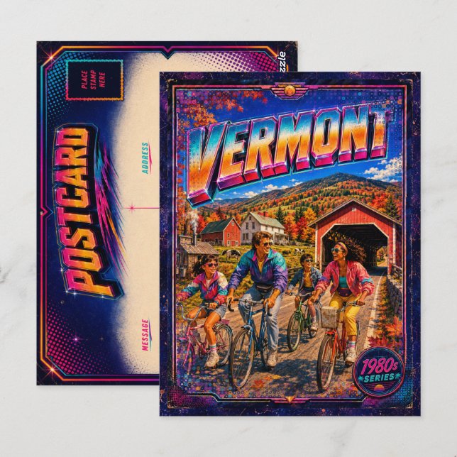1980er Vermont Postkarte 80er Retro (Vorne/Hinten)