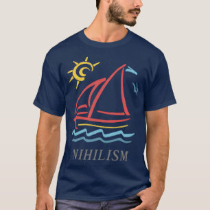 1980er Vintage-Stil Nihilismus-Ästhetik-Segelboot T-Shirt