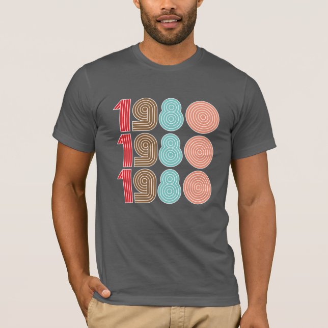 1980s Cool Retro Typography Repeat Script T-Shirt (Vorderseite)