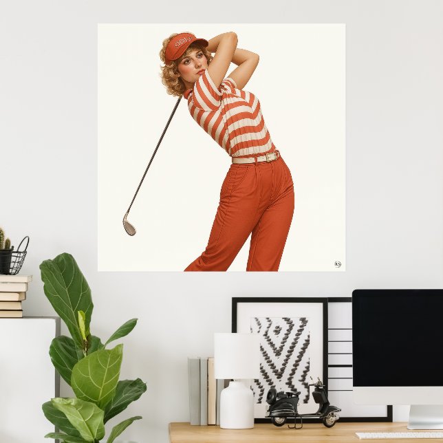 1980's Golf Fashion - Art Print Poster (Heimbüro)