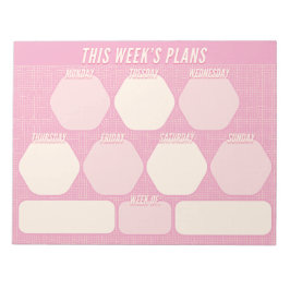 1980s Pink Hand Drawn Grid Planner Weekly Notizblock