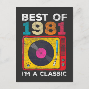 1981 Geboren Vintage 40. Geburtstag Vinyls Klassis Postkarte